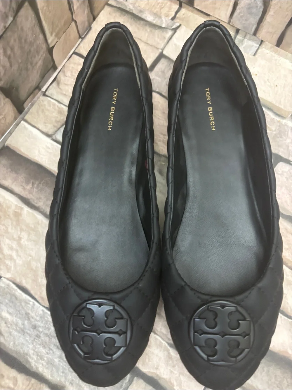 Women’s Tory Burch Chelsea Quilted Ballet Flats black nappa leather Sz 10